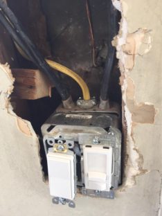 Downlights, a Dimmer, and Receptacles