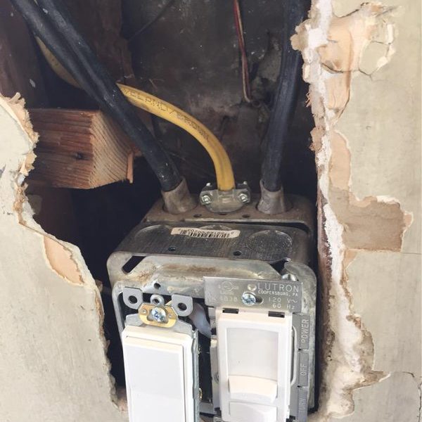 Downlights, a Dimmer, and Receptacles